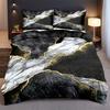 2/3pcs Soft Black Golden Marble Printed Duvet Covers - Fashionable And Comfortable Bedding Suitable For Bedrooms And Dormitories