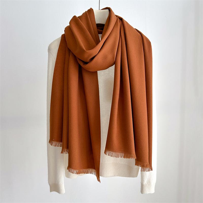 Fashion Winter Cashmere Scarf For Women Warm Solid Color Wraps Shawls Bandana Foulard Neckerchief Poncho Echarpe Pashmina Stoles