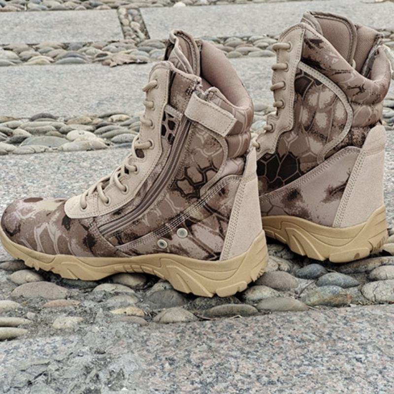 Boots for Men Fashion Camouflage High-top Boots Classic Desert Combat Boot Jungle Training Boots Outdoor Non Slip Hiking Booties
