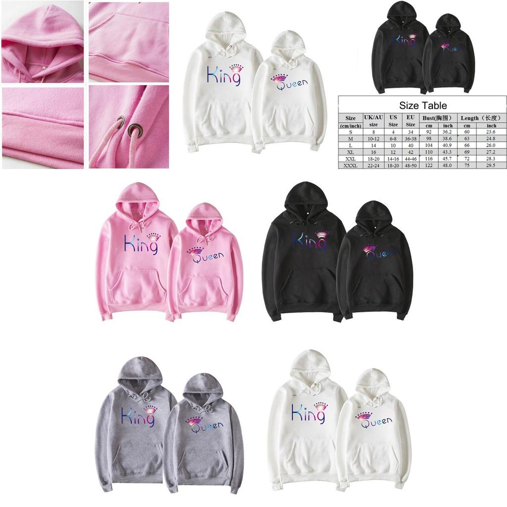Premium Quality King Queen Matching Couple Hoodies Stylish His And Her Sweatshirts