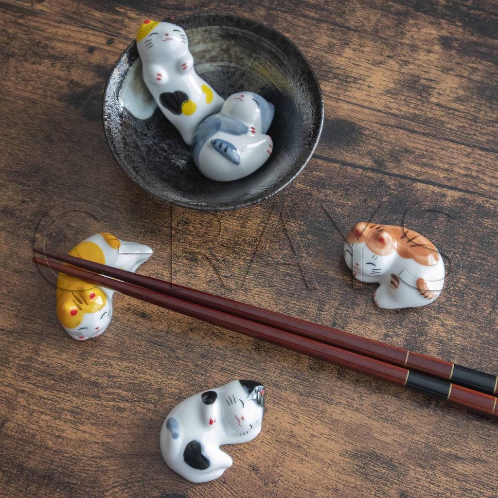 Katzen-Essstäbchen Niedliche Katze Küche Japanischer Stil Tier Dekorative Tischaccessoires von C-RAYS Ständer, Geschirr, Besteck, Figuren, (Satz 5)