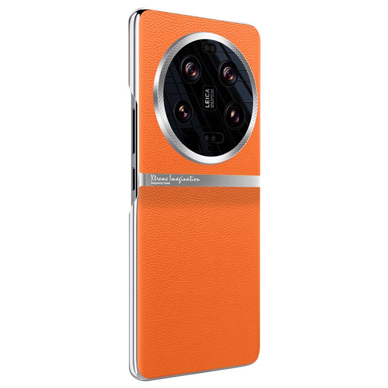 

For Xiaomi 13 Ultra Shockproof PU Leather PC Phone Case Anti-Slip Protective Cover Orange