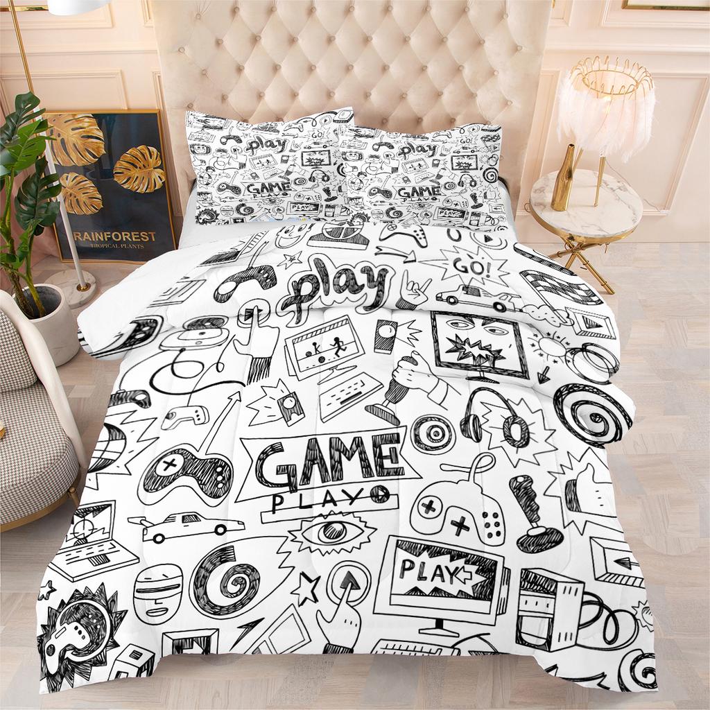 Lebendiges Sternenhimmel Gaming Controller Bettwäsche-Set - 3-teiliges Bettwäsche-Set