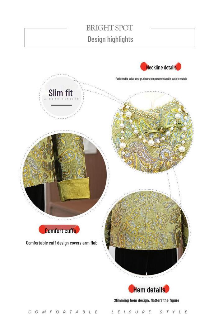 2026 Elegant Floral Embroidered Retro Jacket for Middle-Aged Women