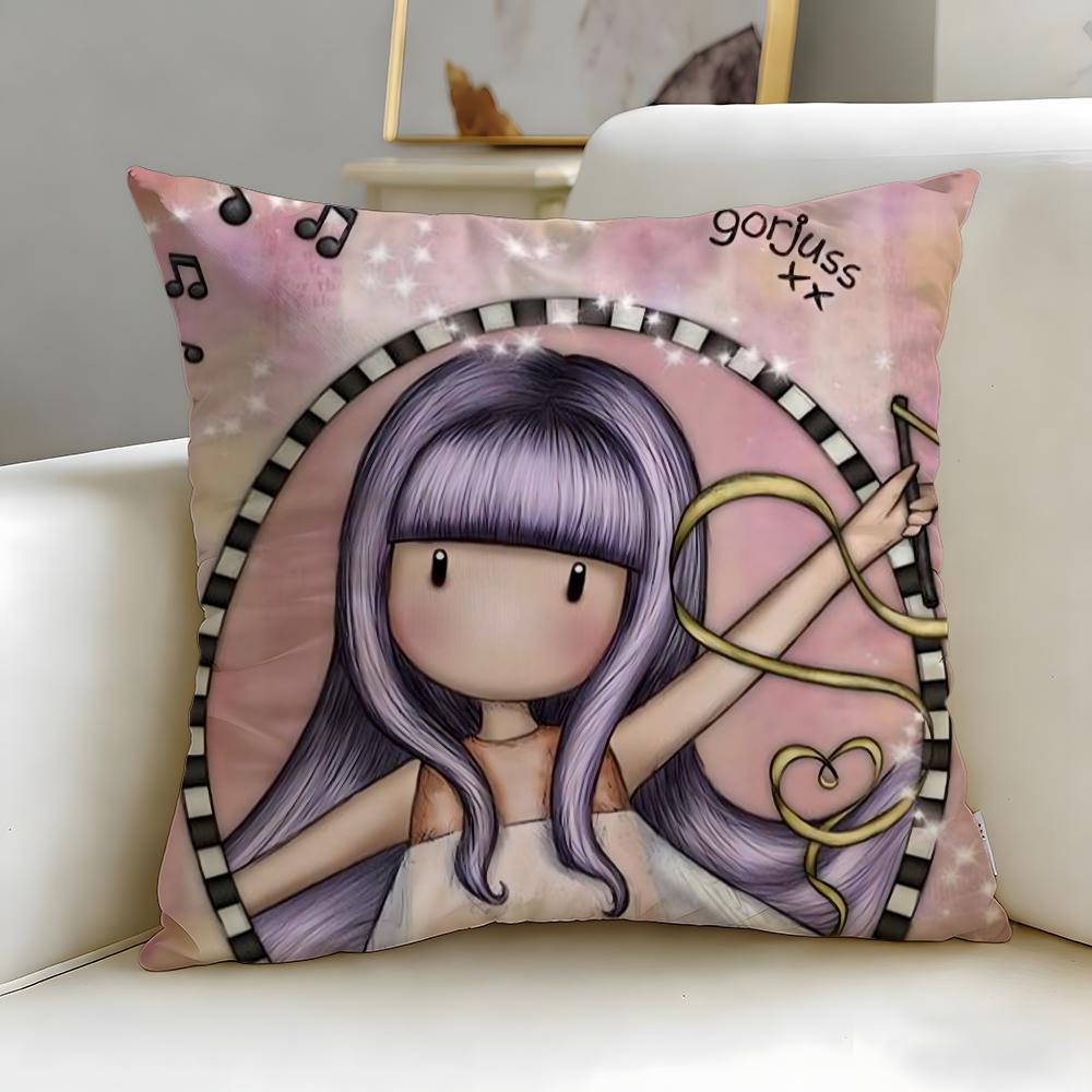 classic cartoon brand Santoro Gorjuss Cushion Cover Soft & Easy-Wash Pillow Case – Versatile for Couch, Bed, Travel and Office
