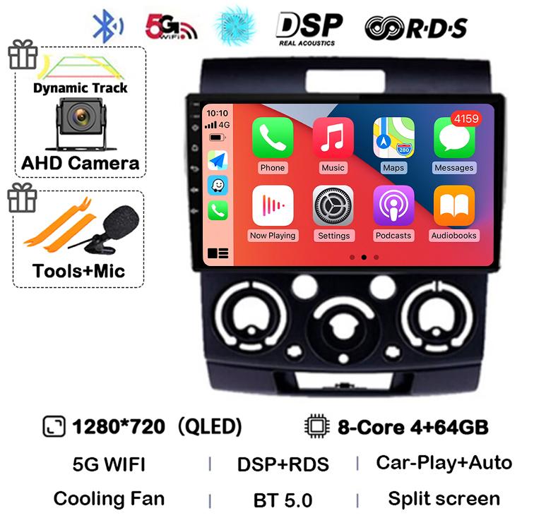 Android 14 Car Radio Stereo for Ford Everest Ranger Mazda BT50 BT-50 2006 2007 2008 2009 2010 2011 Multimedia Player Head Unit