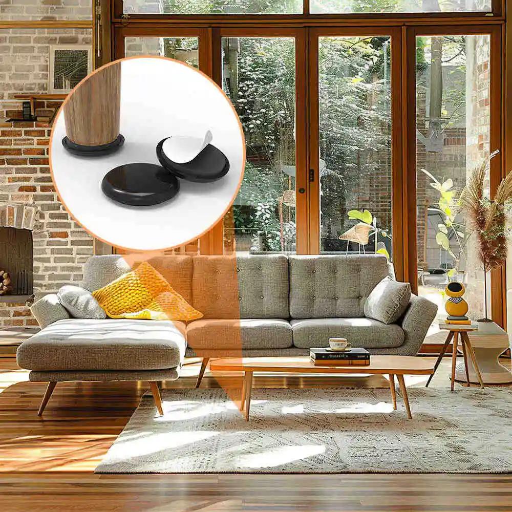 20Pcs Black PE Sliding Pad Self-Adhesive Mobile Sliding Pad Silent Wear-Resistant Furniture Table&Chair Foot Pad Protective