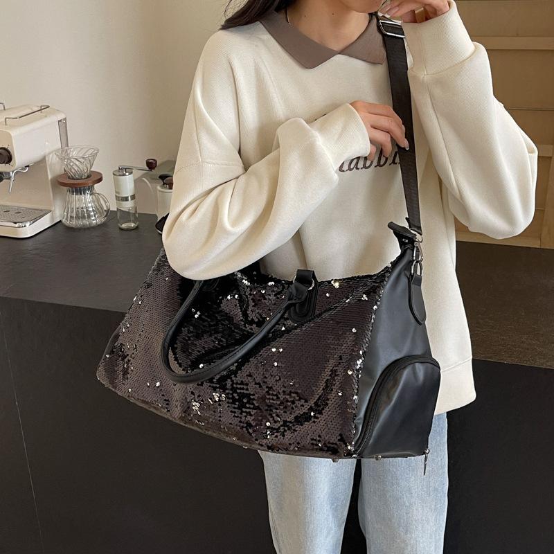 Women's Sequin Style Traveling Personalized Style Reflective Portable Shoes Warehouse Travel Bag Home Seasonal Storage Bag