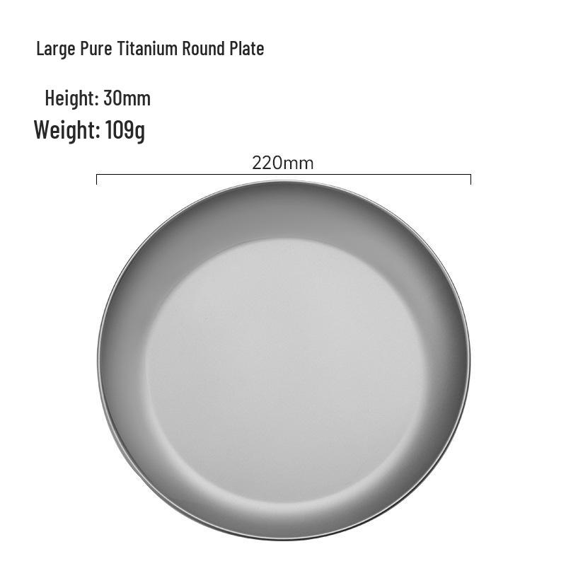 High-End Antibacterial Titanium Dinner Plate: Food-Grade, Multi-Functional, Round, Portable for Household and Outdoor Camping.
