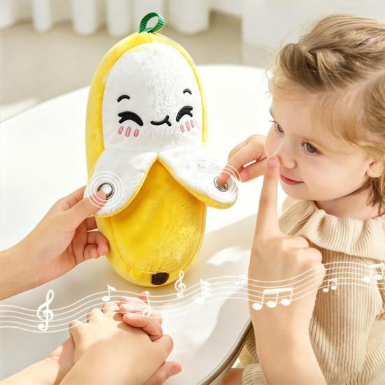 Interaktives Musik-Stofftier für Kinder, Bananen-Frucht-Induktion Spielzeug, Musikalisches Sensorisches Kuscheltier, Dual-Modus Rhythmusspiel, Weihnachts-Geburtstagsgeschenke