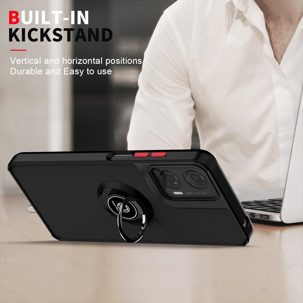 For Motorola Moto G04 G24 Cover Ring Magnetic Holder Stand Coque Funda Shockproof Matte PC Armor Phone Case