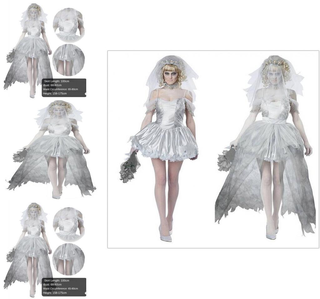 Halloween Ghost Bride Dress Costume For Women Role Play Party Cosplay