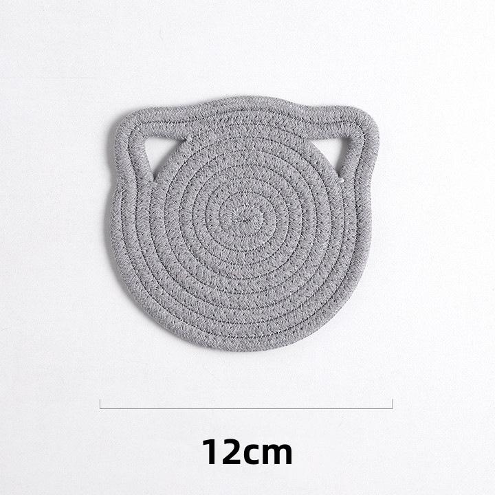 Hand-woven Cat Ear Coasters Creative Heat Insulation Non-slip Anti-scald Mat Japanese Simple Placemats Kitchen Useful Novelties