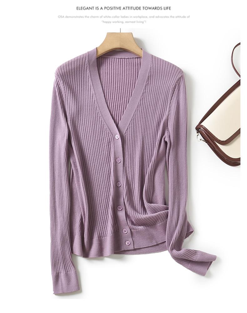 Machine washable seamless 100% wool V-neck women's base layer cardigan - elegant, slimming innerwear top BN675.