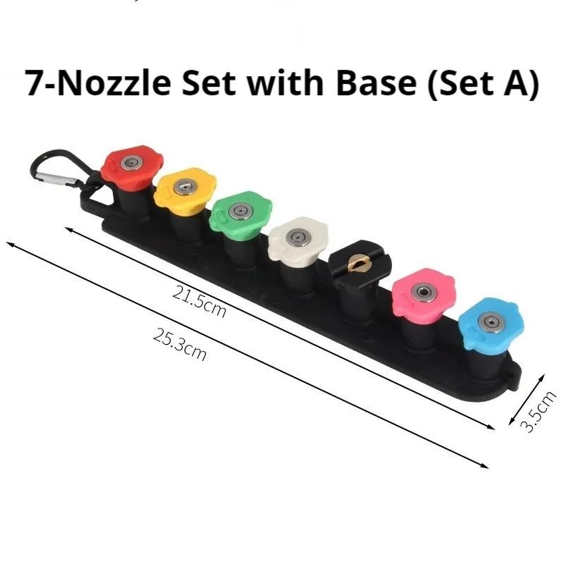 5/7Pcs Color-Coded Pressure Washer Nozzles Kit, 1/4" Quick Connect Spray Tips with Holder Base for Car Home Cleaning