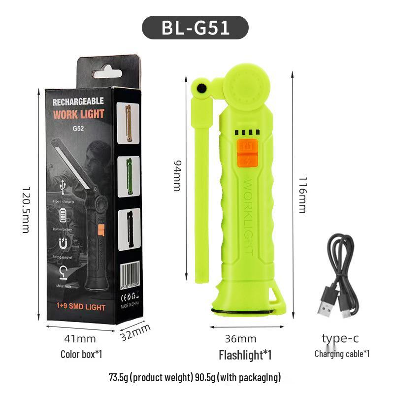 USB Multifunctional COB Magnetic Auto Repair Flashlight with Warning Light