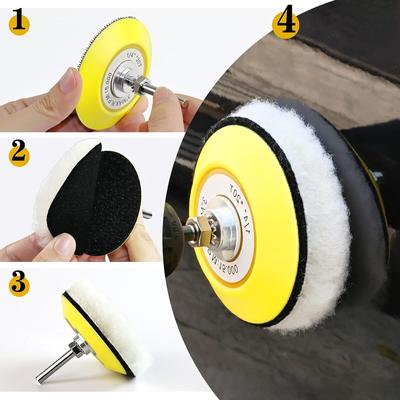 42pcs Grinding Tools Car Headlight RestorationKit Wool Pads Sanding Discs with 3 Drill Bits Improve Safety At Night