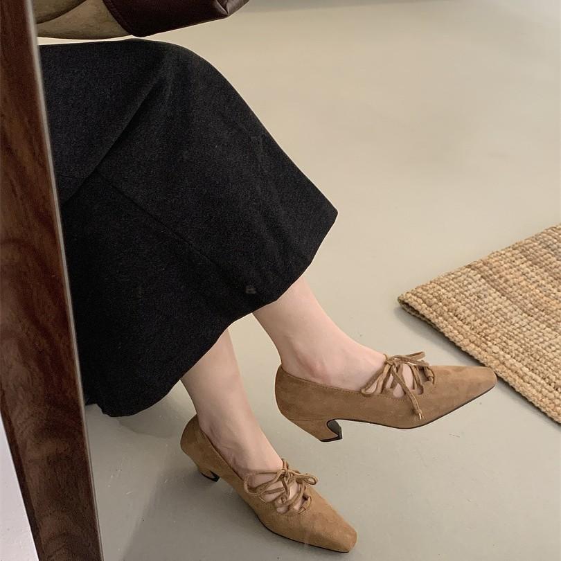 Mary Jane shoes female French retro fairy single shoes 2025 spring and autumn shallow bow flat beanie shoes new