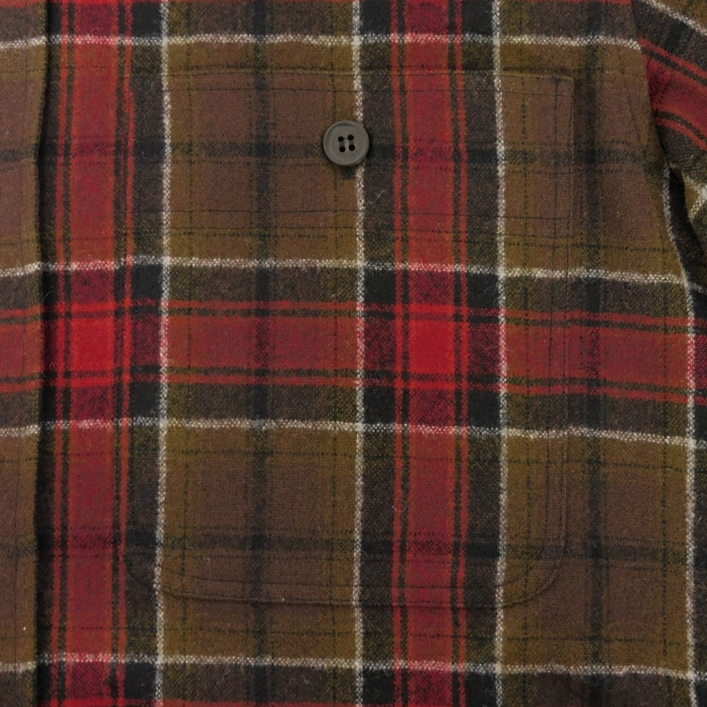 Used Eddie Evans Check Shirt 9921 326821 Y788B 7832 M Brown Khaki Tight 13AW Eddie Smarin Wool Red Men's from Japan