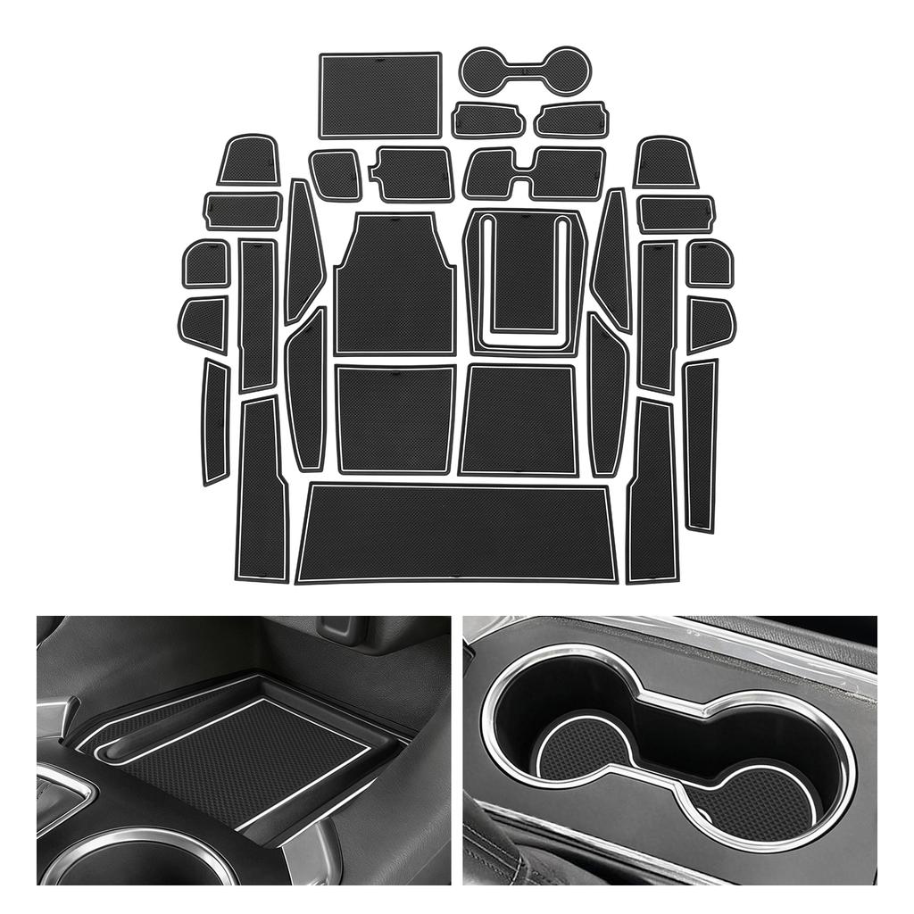LUCKEASY for Chevy Traverse 2018-2023 Anti-Slip Gate Slot Mat PVC Center Console Liners Rubber Door Groove Pad Non-slip Mats