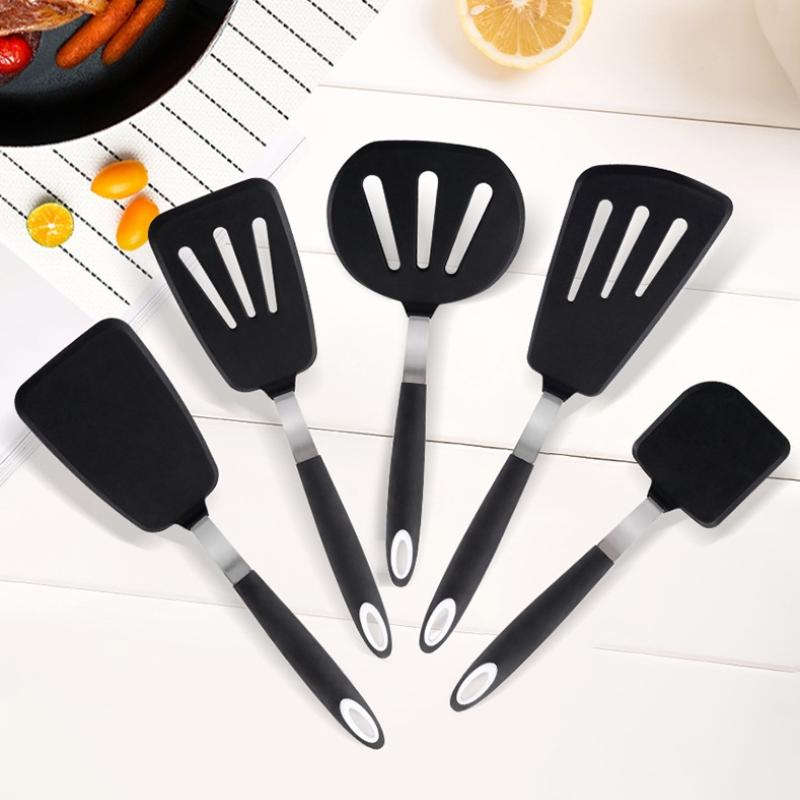 Frying Shovel Leaking Shovel Cooking Utensils Stainless Steel Silicone Kitchenware Fried Fish Steak Spatula Cooking Tool