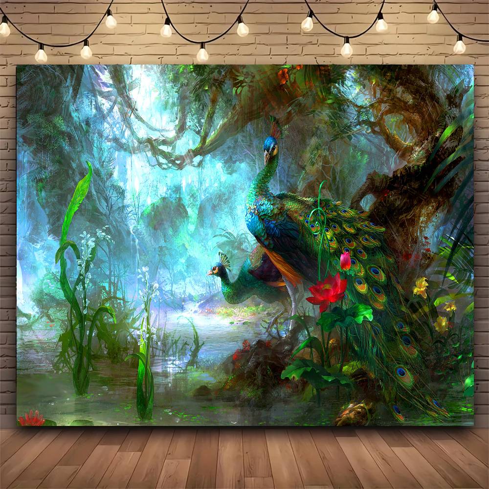 FASHION PPeacock Floral Decorative Tapestry Print Large Tapestry Wall Hanging Wall Tapestry  Decor Living Room Bedroom Home