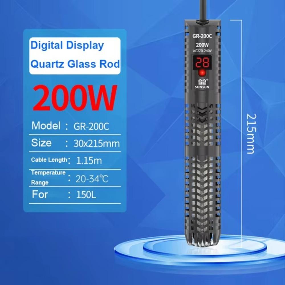 Adjustable Temperature Aquarium Submersible Heater LCD Display Heating Rod  Fish Tanks
