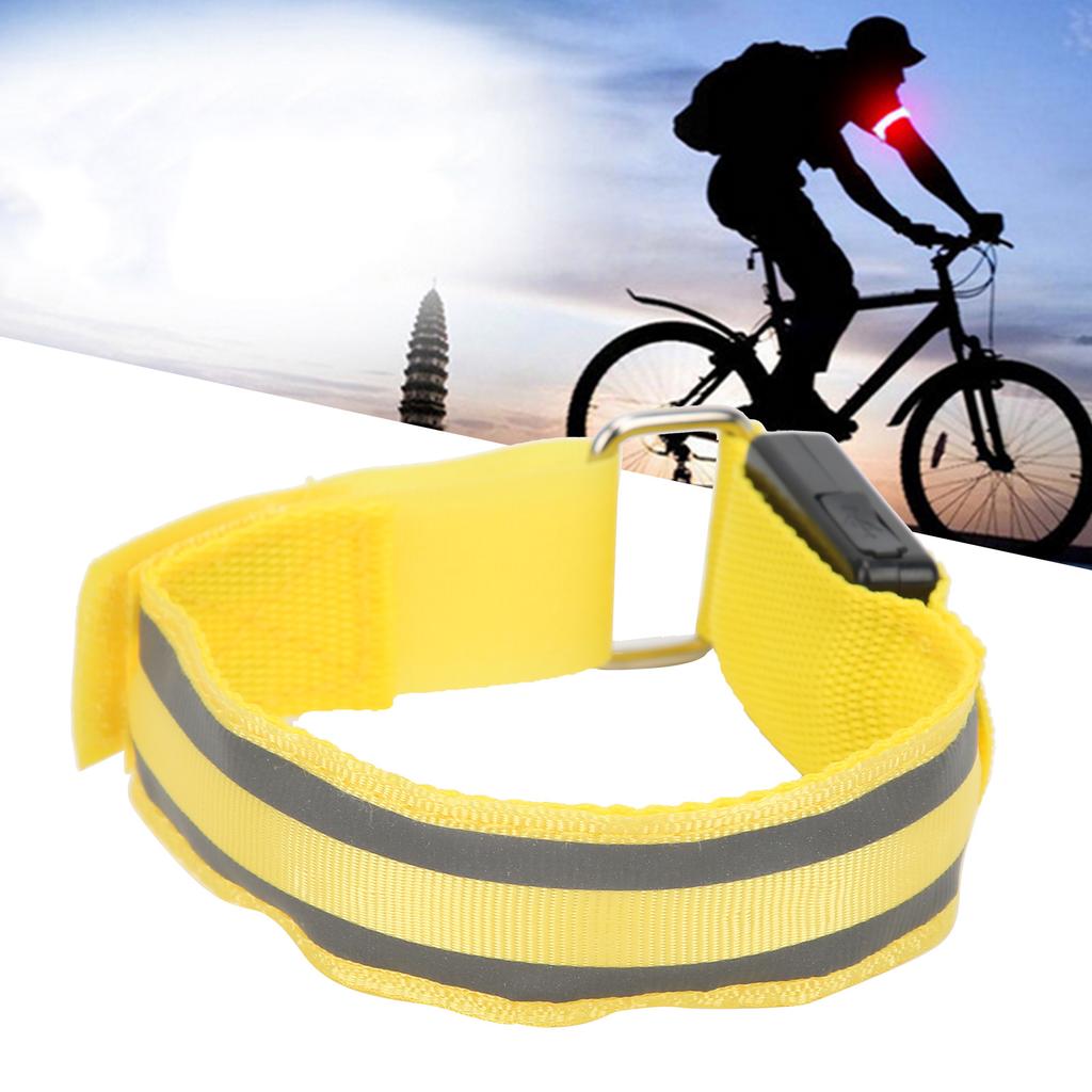 Reflective LED Light Armband Dual Luminous Strips Light Up Bracelet Wristband for Night Running Battery PoweredYellow