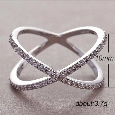 Trendy Cubic Zirconia Geometric Rings For Women Men X Shape Copper Ring Party Everyday Jewelry