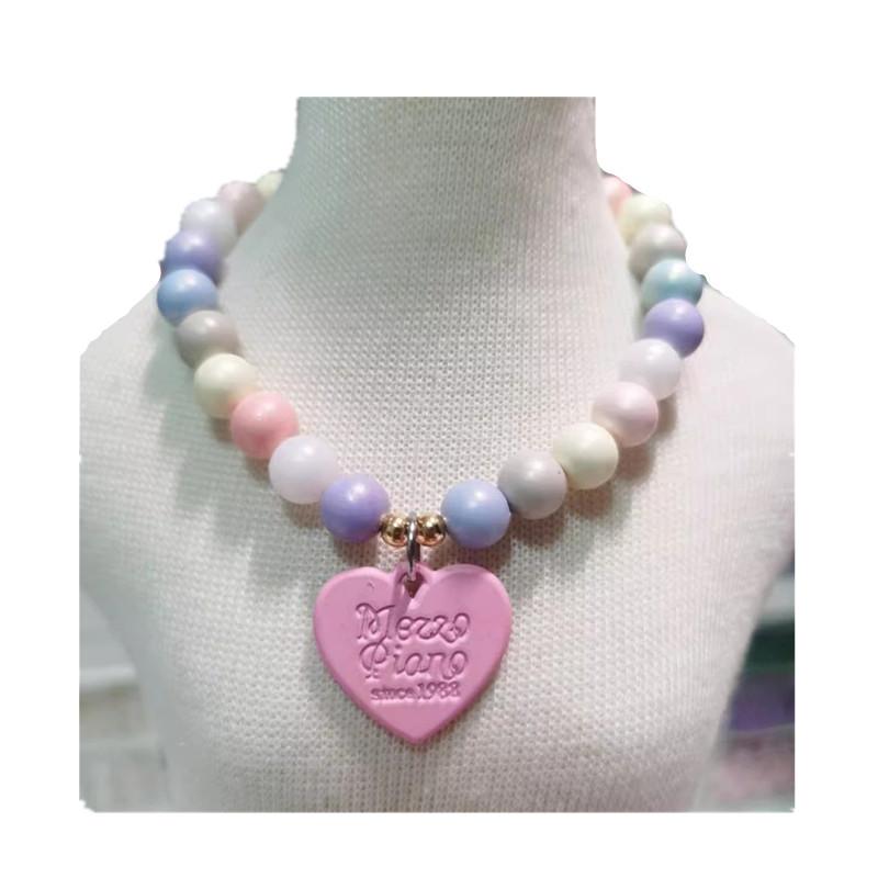 Heart Pendant Pet Pearl Collar Colorful Beads Dog Necklace Cat Collar Puppy Accessories Dog Chain Chihuahua Pet Wedding Jewelry