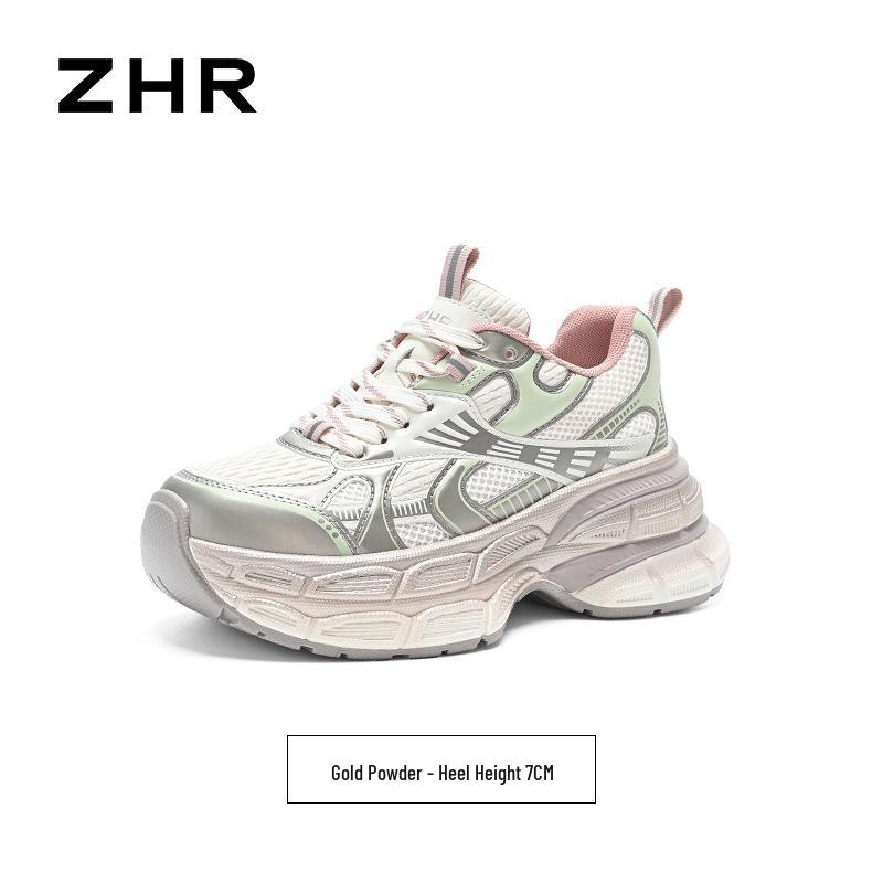 ZHR Women's Thick-Soled Height-Increasing Dad Shoes: 2025 Lightweight, Versatile Sports Sneakers