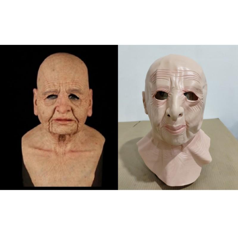 Halloween new product: Old man mask, old lady headgear costume props, latex bald head cover