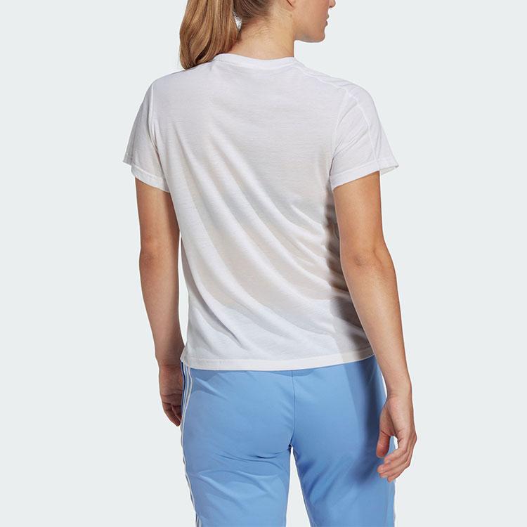 Adidas Aeroready Essentials Crewneck Tee Solid Color Minimalist Brand Logo Round Neck Short Sleeve T-Shirt Women Tops White HR7796