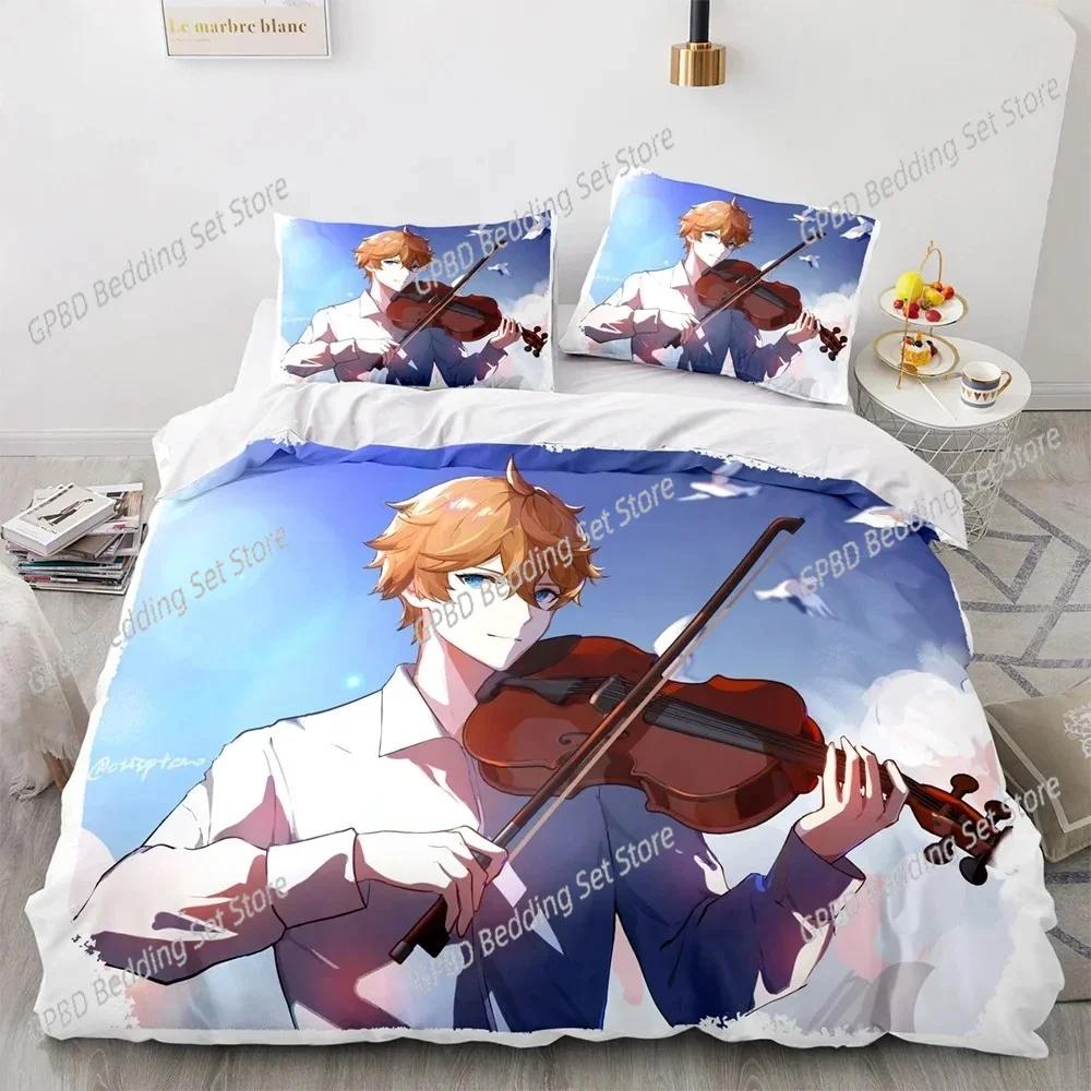 Genshin Impact Bedding Set Game 3d Print Bed Linen Quilt Soft Duvet Cover Sets Home Textile Queen King Size Girl Boys Room Decor