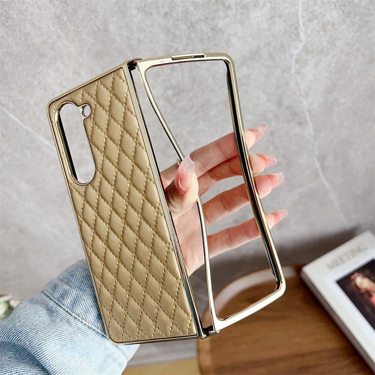 Applicable To Samsung ZFold5 Rhombus Mobile Phone Case Zfold3 Electroplated TPU Soft Zfold3 Folding Mobile Phone Case