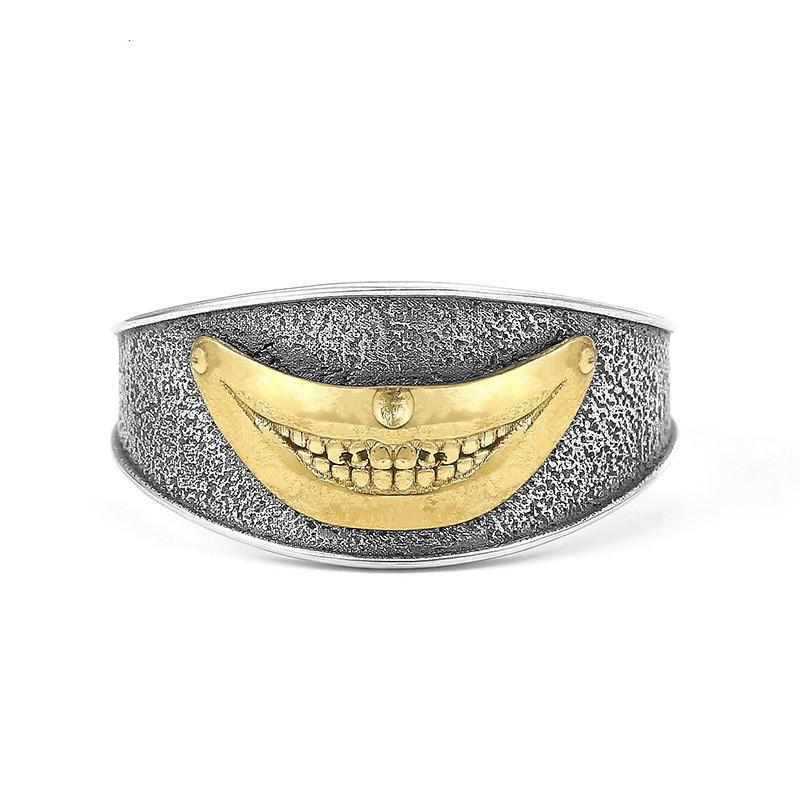 Adjustable Open Face Clown Ring Men Women Retro Minimalist Hip Hop Jewelry Copper Electroplated Geometric Design Adjustable Open Band