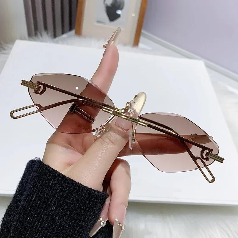 Fashion Women Sunglasses No Frame Cut Edge UV400 Protection Stylish Casual Sun Glasses Popular Accessory