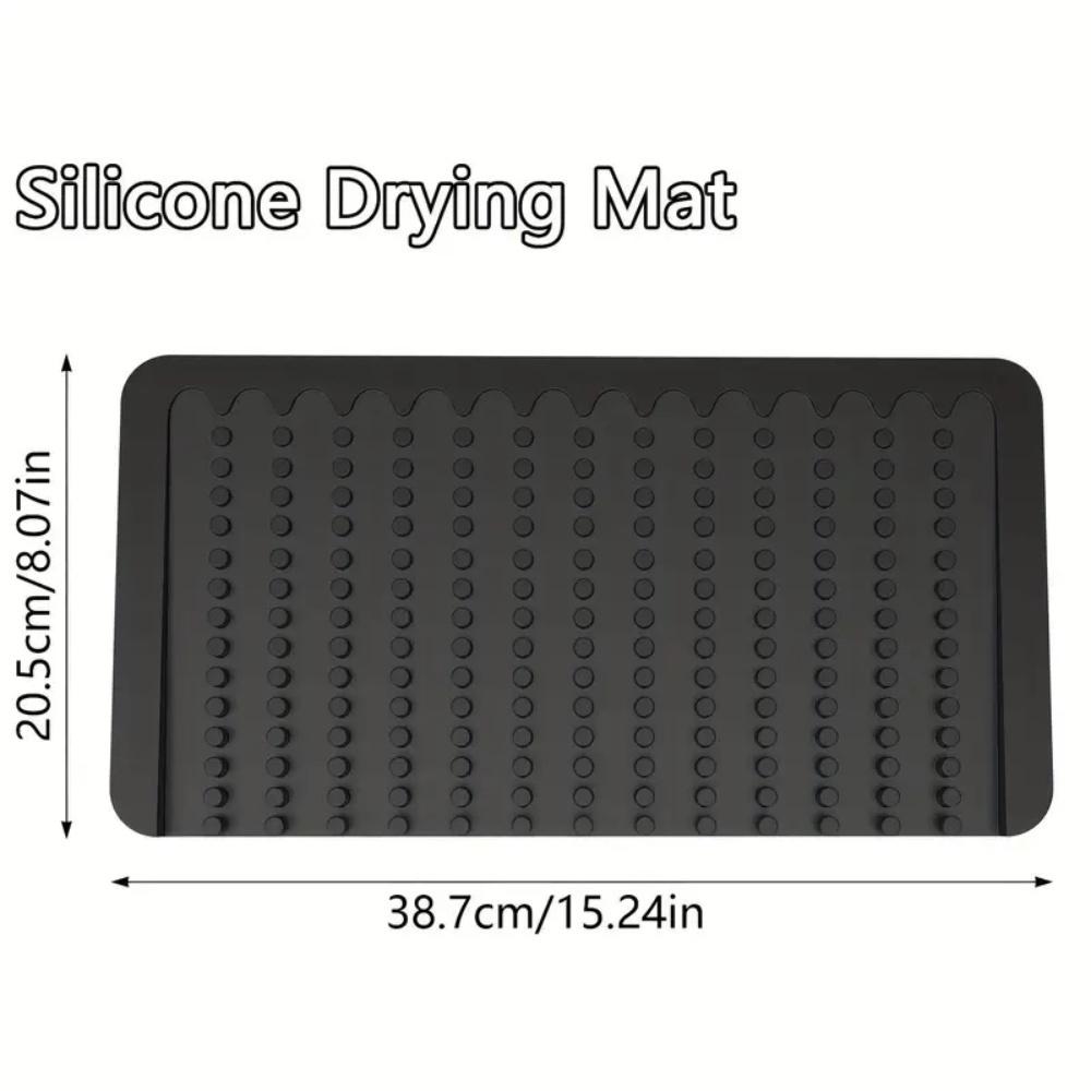 Silicone Drainage Mat Water-Draining Mat Kitchen Counter Silicone Drying Mat Dishware Ramp Drainage Mat