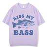 Retro Fishing T Shirt Kiss My Bass Funny Meme Tshirt Unisex Unisex Fashion Clothing T Shirt Summer Cotton Casual Tshirts Streetwear