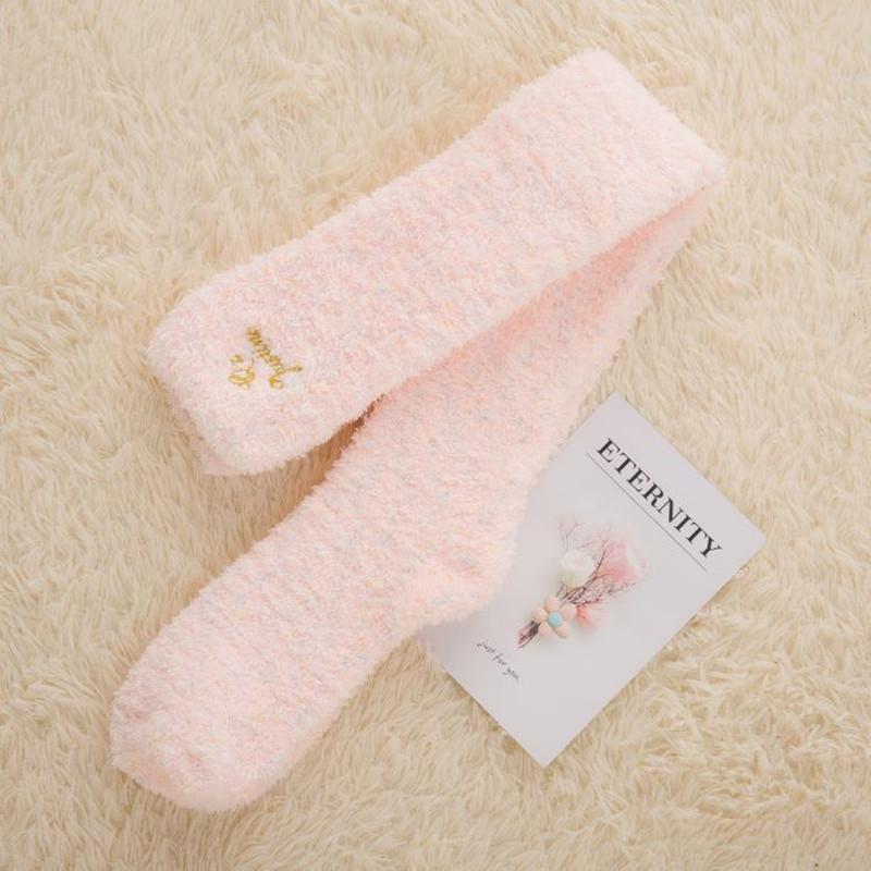 

Женские зимние теплые чулки кораллового бархата выше колена, длинные чулки до бедра для сна one size розовый