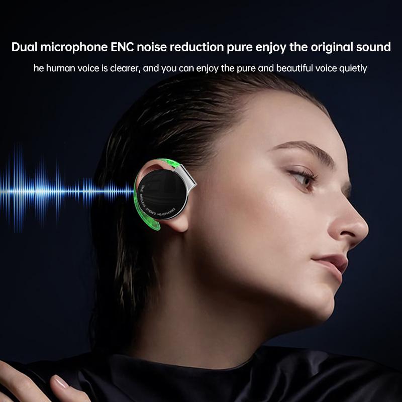 F2 Wireless Bluetooth Earbuds with Clip-on Ear Hooks for Business, Commuting, or Running - Compatible with Huawei, Apple, and Android Devices.