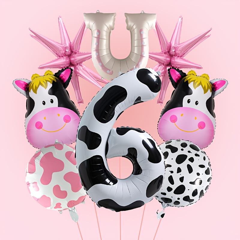 8 st Tecknad Mjölk Tjurhuvud Ballong 40 Tum Ko Mönster Siffra Födelsedagsballong Set Söt Djur Partydekoration Festivaltillbehör