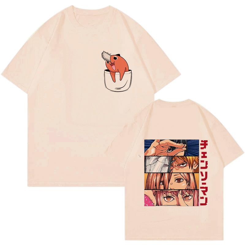 Unisex Mange Y2k Kleidung Japanischer Anime Chainsaw Man T-Shirt 90er Lustiges Pochita T-Shirt Makima Harajuku Grafik-T-Shirts Tops T-Shirt