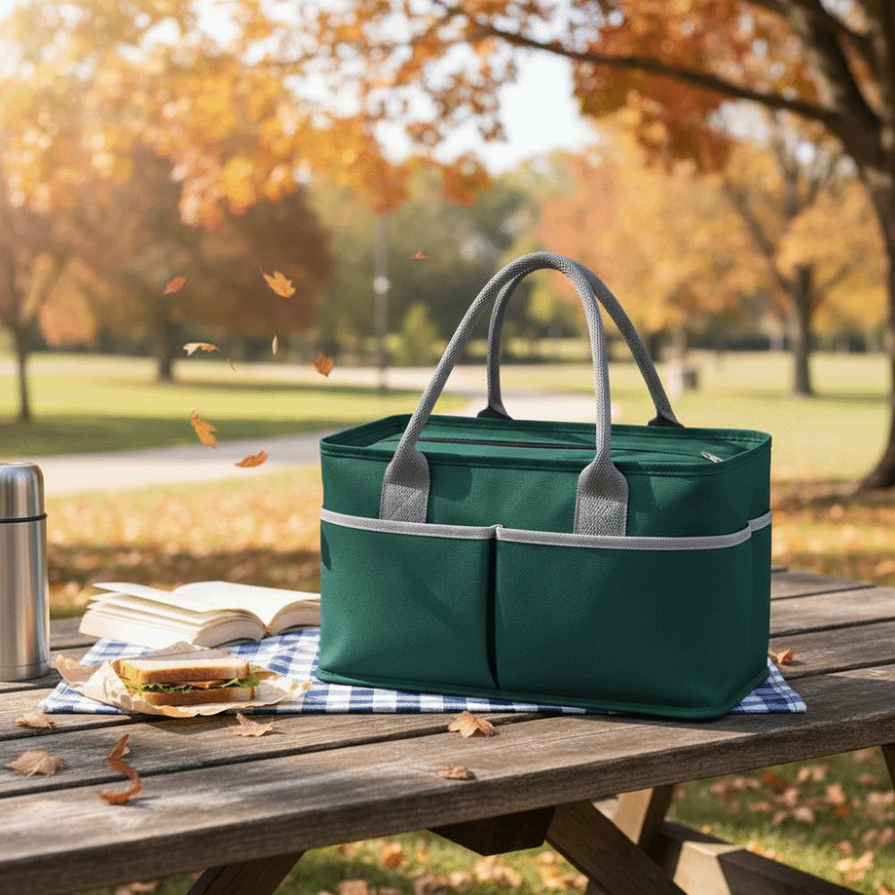 Large Capacity Thermal Bag Multi-Pocket Picnic Bag Portable Insulated Lunch Bag Takeaway