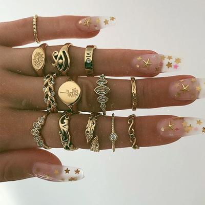 Vintage 10 stuks/set gouden ringenset voor vrouwen, eenvoudige Boho geometrische ronde cirkel vingerknokkelring, mode-sieraden