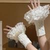Lace Cute Girl Winter Detachable Warm Sleeves Sweet Sweater Decorative Knitted Fingerless Gloves Ruffled Universal Fake Cuff