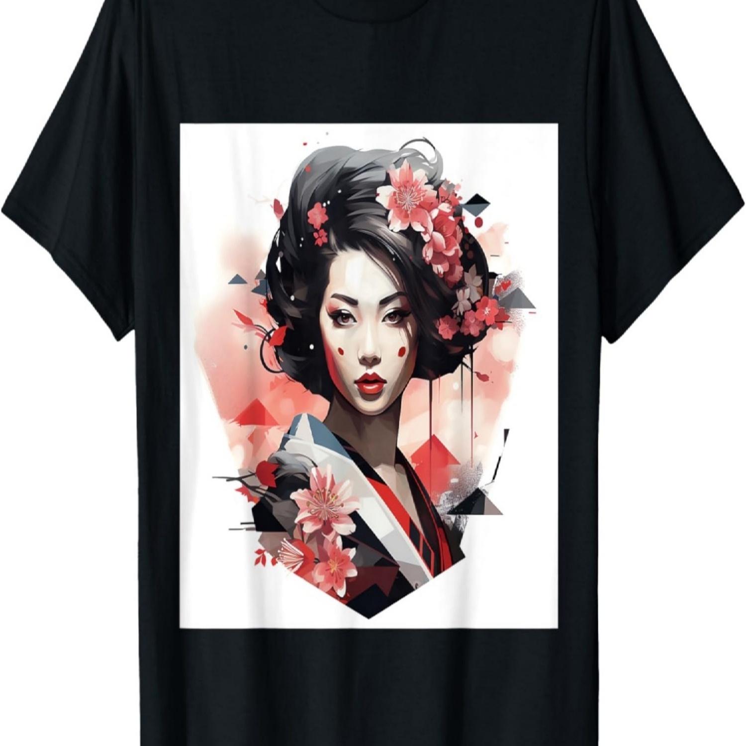 Resonating Geisha Cherry Blossom Futurism T-Shirt S чёрный