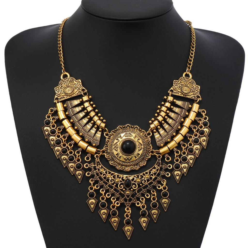 Ethnic European and American Retro Tassel Necklace Exaggerated Sweater Clavicle Chain