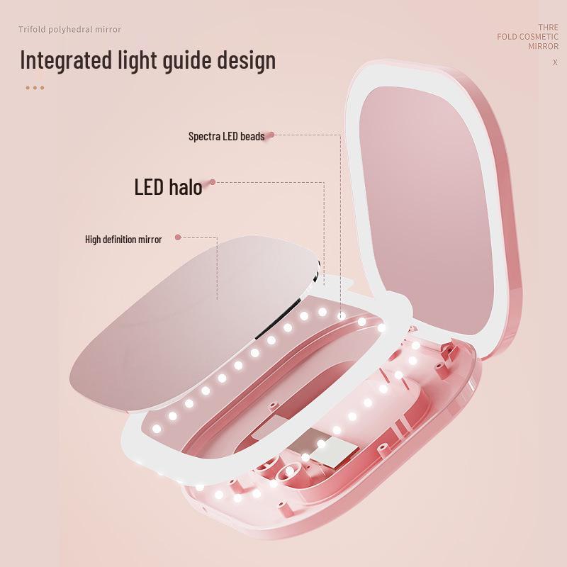 Portable Double-Sided LED Makeup Mirror with USB Charging and Custom Logo