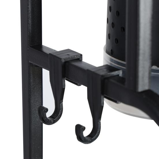 Standing Spice Rack, 3-Tier Kitchen Countertop Shelf with Stepped Design, Spice Rack Organizer and Hooks, Utensil Holder, Chopping Board Holder, Black